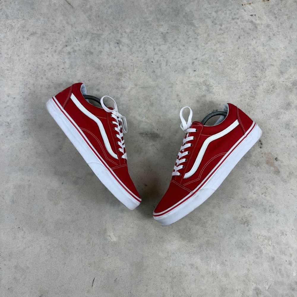 Red and white Old Skool Vans